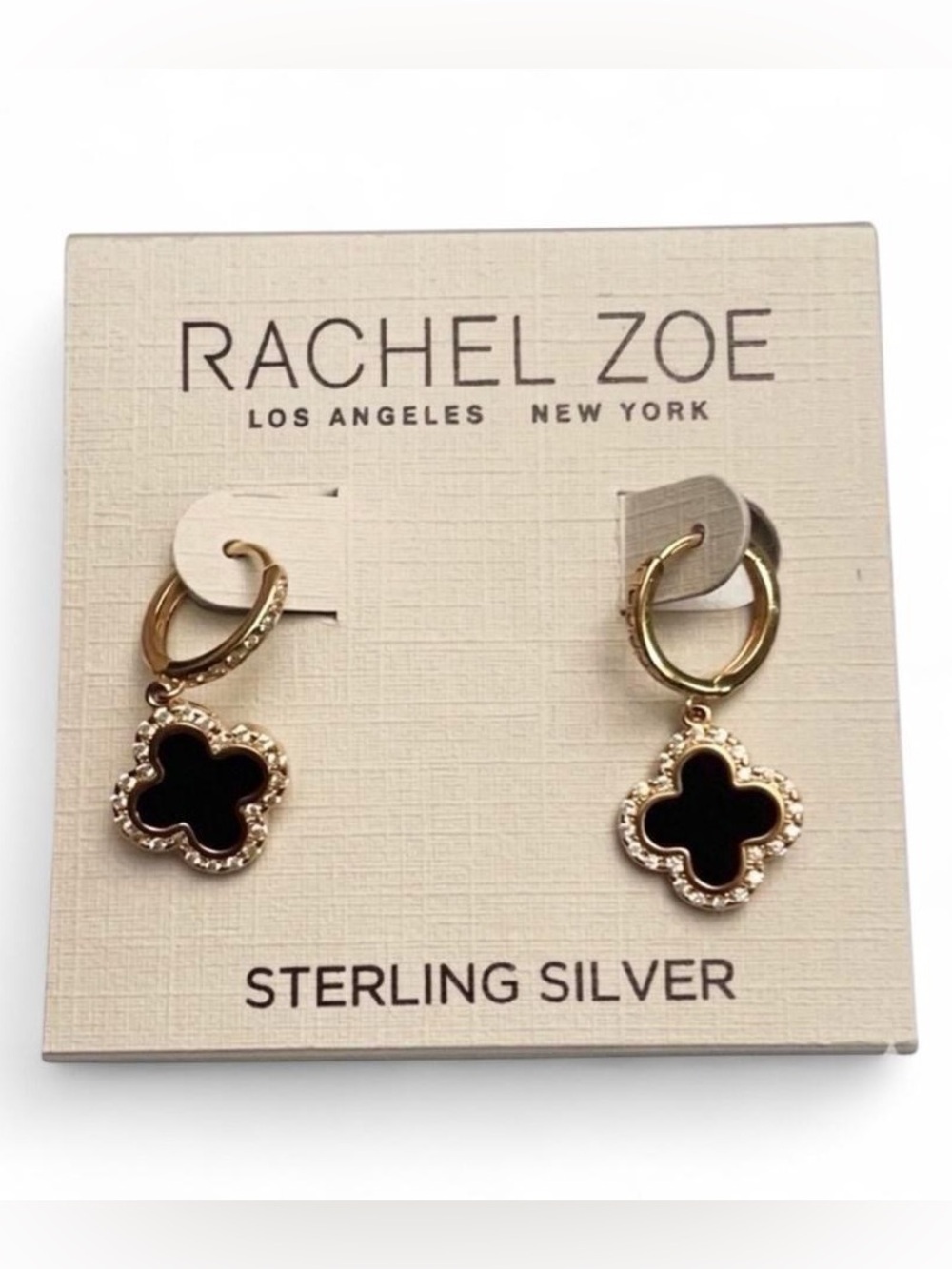 NWT Rachel Zoe Sterling Silver Clover Earrings